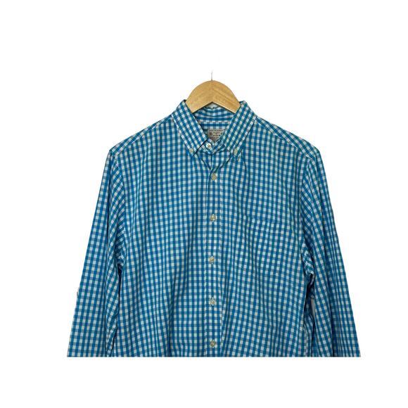 J.Crew Blue & White Gingham Check Print Long Sleeve Button-Up Men's Medium - Picture 7 of 8